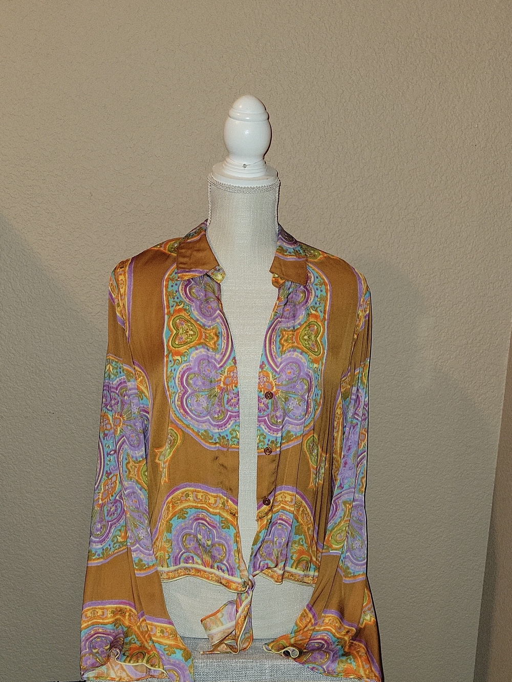 Rachel Zoe Multicolor Paisley Top with Mustard Accents
